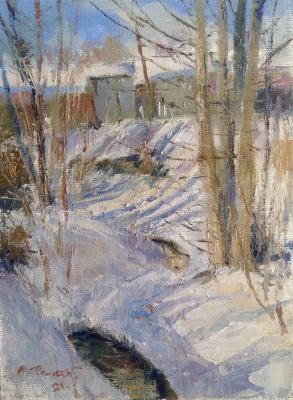 February thaw (Landscape Oil Sketch). Chelyaev Vadim