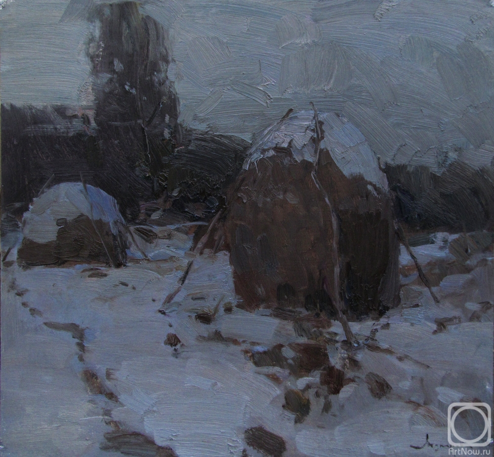 Makarov Vitaly. Winter twilight. Haystacks
