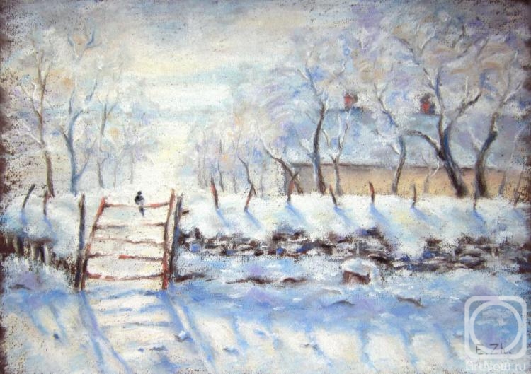 Zhmakina Elena. Magpie. Free copy of a painting by Claude Monet