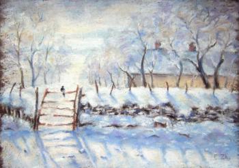 Magpie. Free copy of a painting by Claude Monet