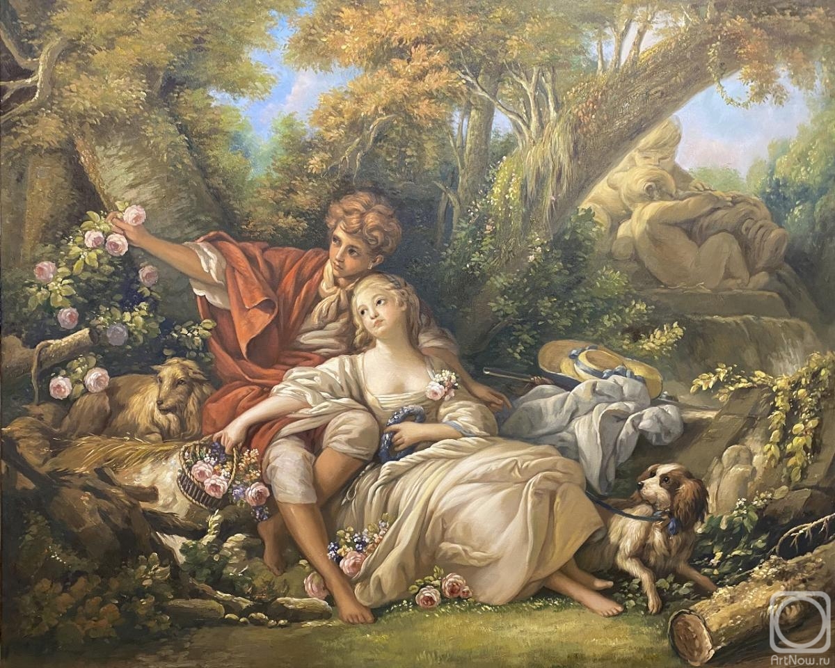 Kamskij Savelij. A free copy of F. Boucher's painting. Shepherd and Shepherdess