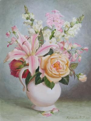 Kiryanova Victoria Vladimirovna. Bouquet in a porcelain jug