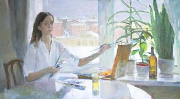 Self-portrait in front of a window. Katyanova Mariya