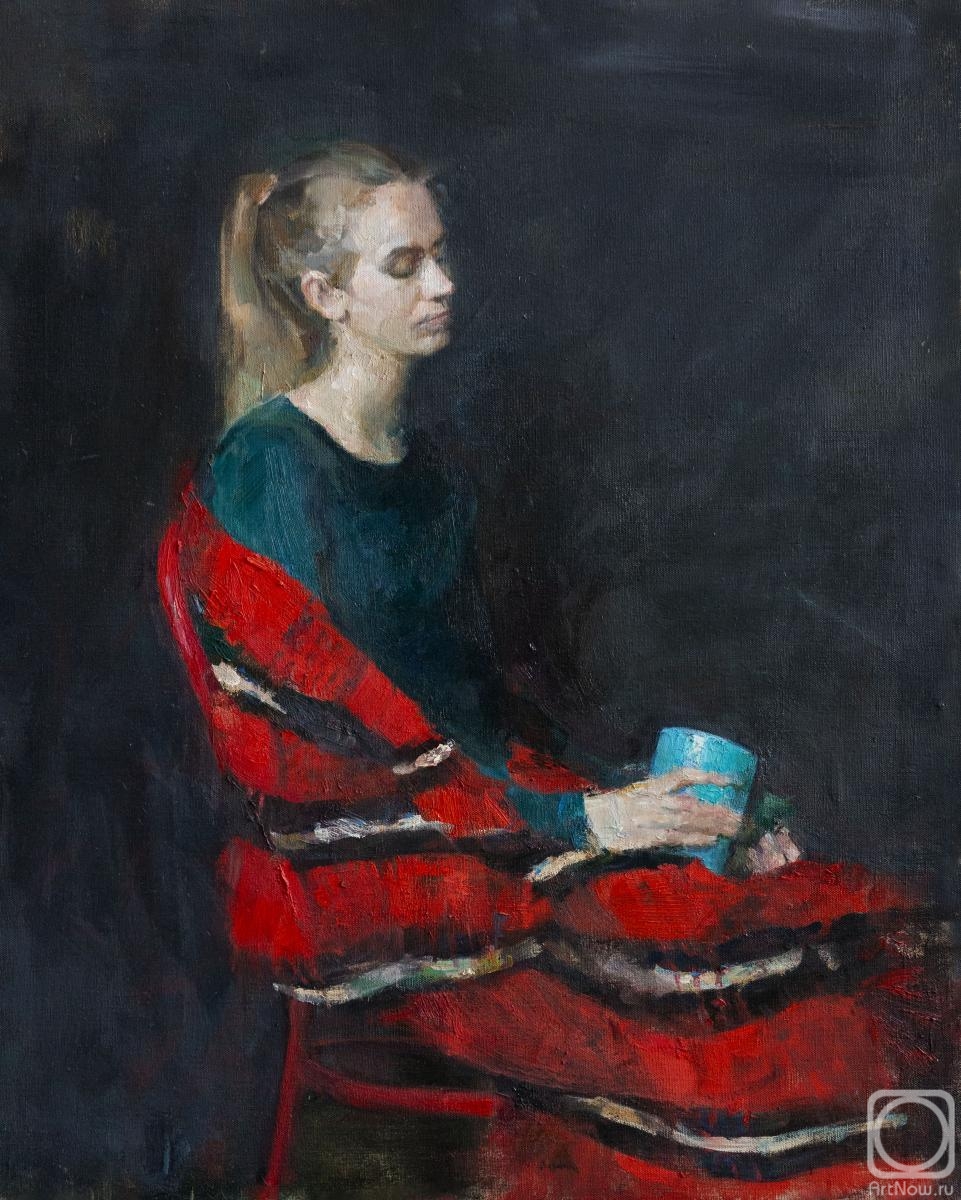 Katyanova Mariya. Etude with a girl in a red blanket