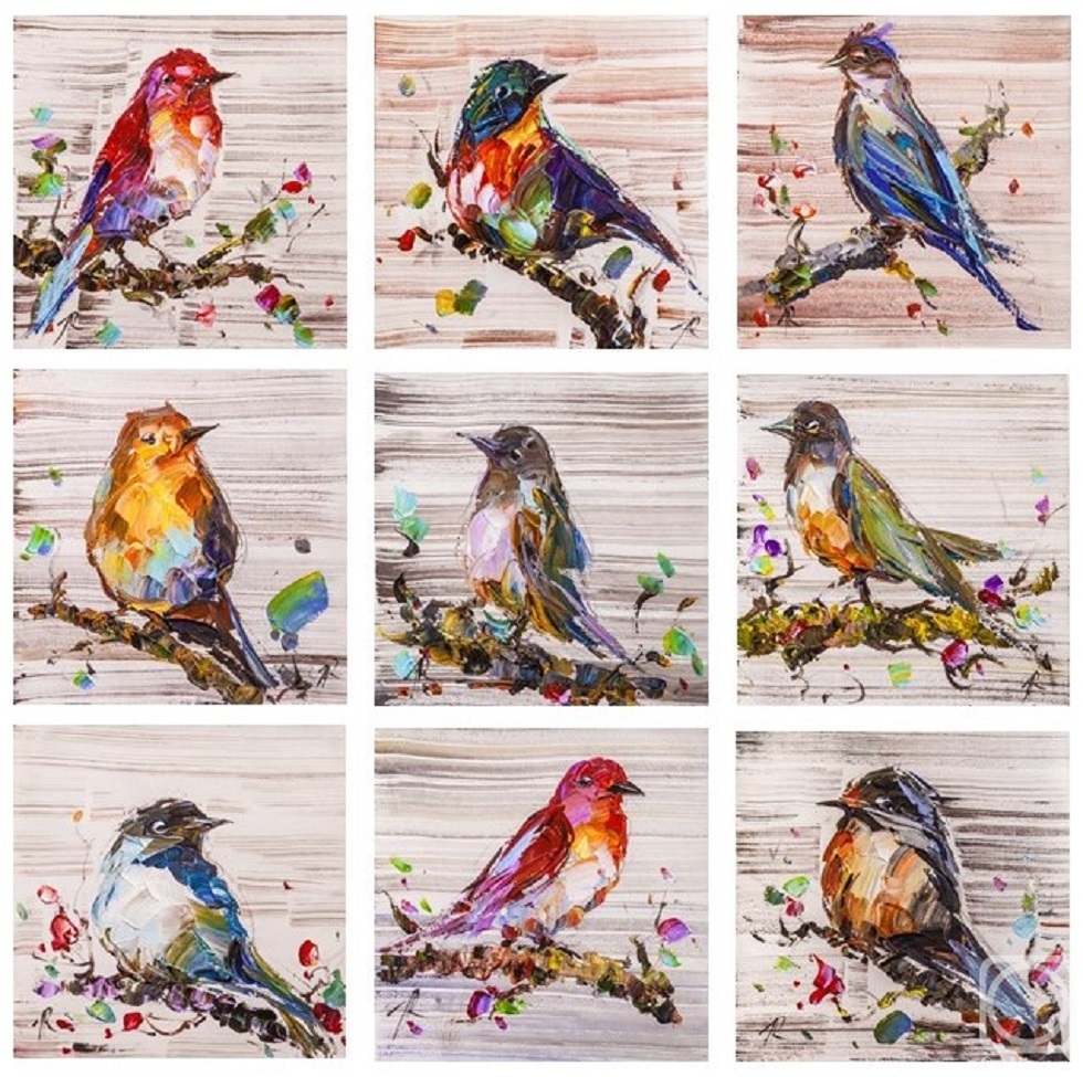 Rodries Jose. Birds for good luck. Polyptych