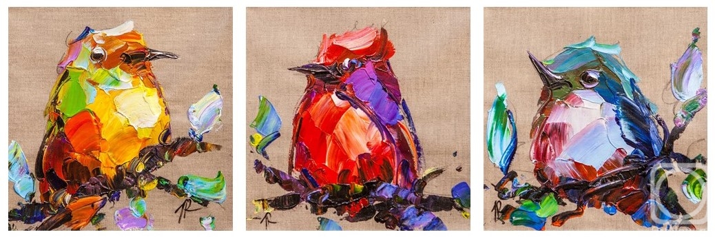 Rodries Jose. Birds for good luck N5. Triptych