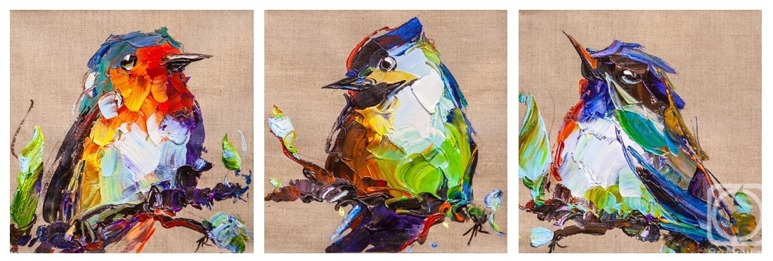 Rodries Jose. Birds for good luck N6. Triptych