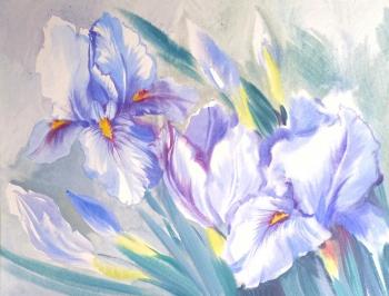 Irises on a spring morning (Buy Watercolors). Mikhalskaya Katya