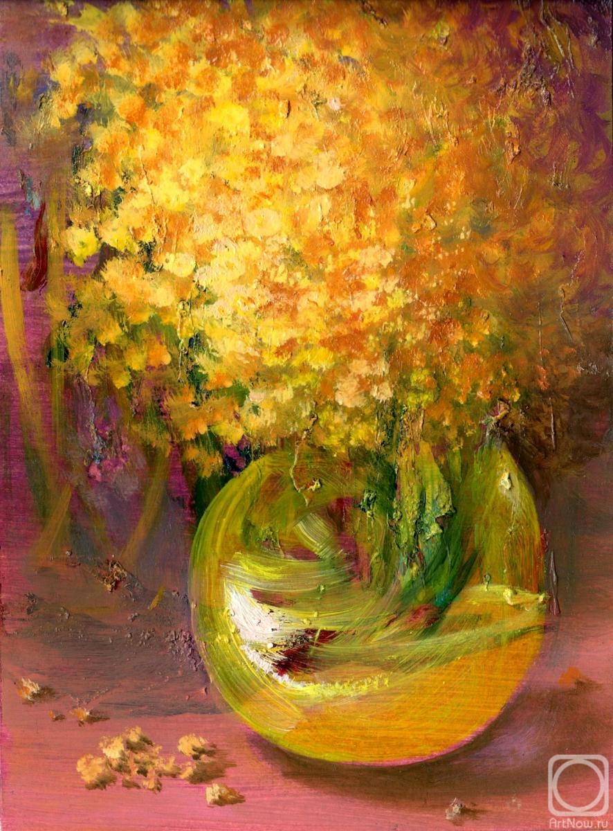 Abaimov Vladimir. Yellow flowers on pink