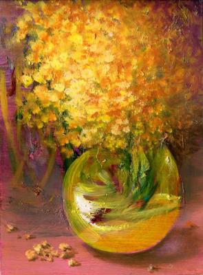 Yellow flowers on pink. Abaimov Vladimir