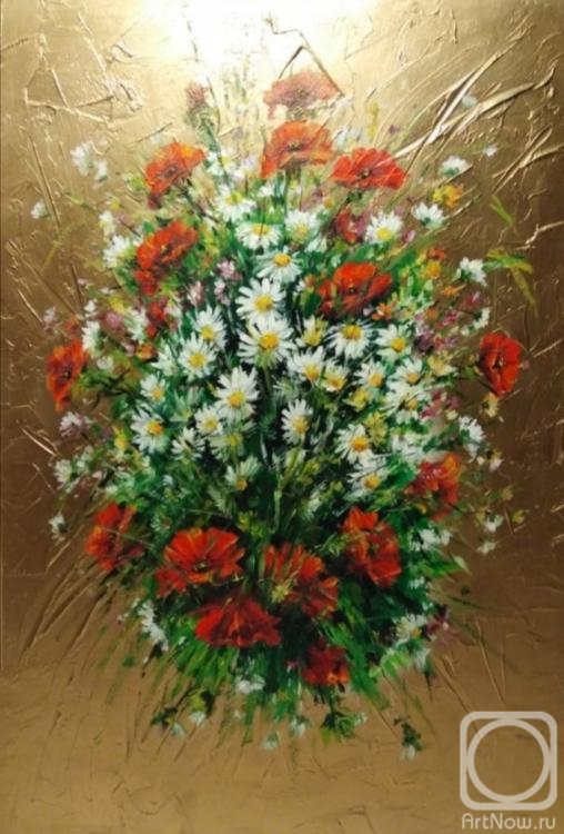 Miftahutdinov Nail. Bouquet of daisies with poppies