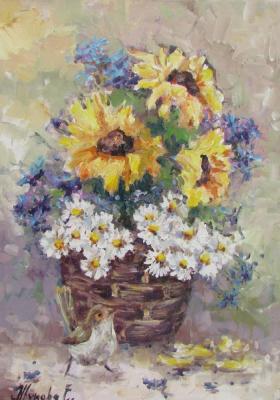 Basket with sunflowers. Zhukova Elena