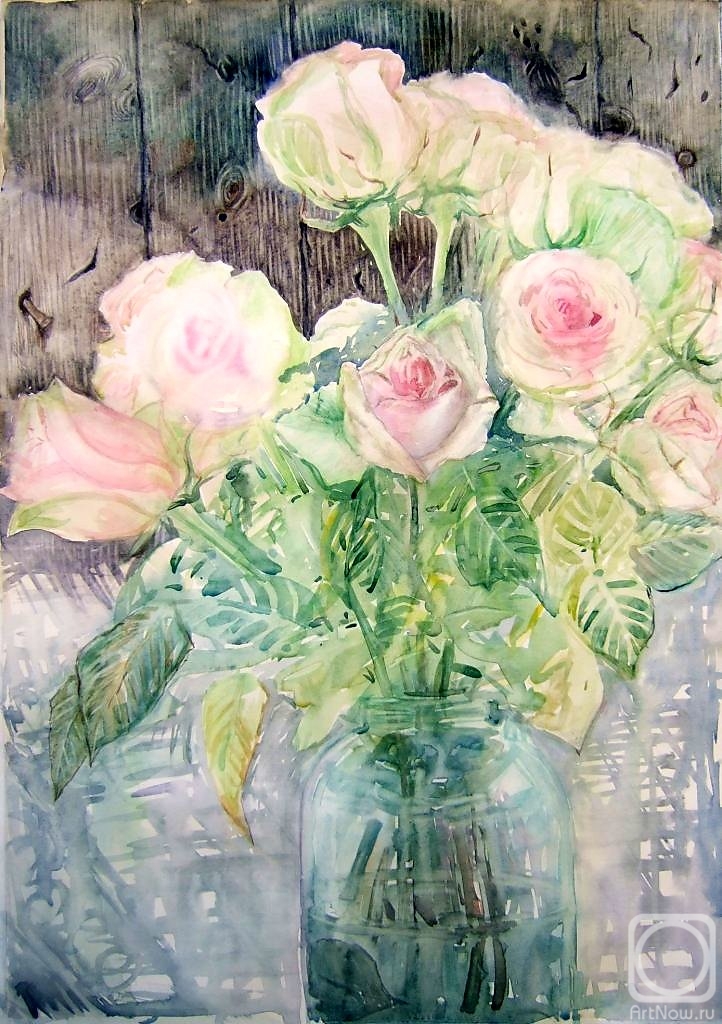 Shitikova Elena. Pink roses (etude)