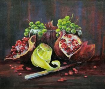 Still life with pomegranates