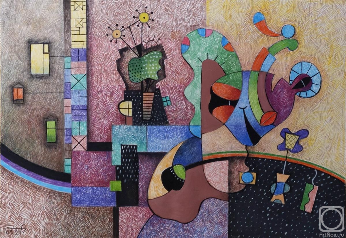 Bycov Sergey. Night. Flowers on the window