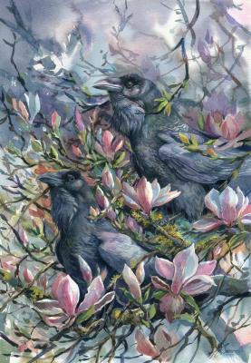 Crows on magnolia. Skantseva Alina