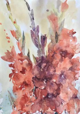 Gladioli (Autumn Watercolor Flowers). Kurnosenko Antonina