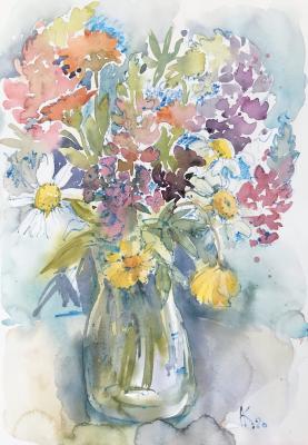 Bouquet with daisies and lupines (Field With Daisies). Kurnosenko Antonina