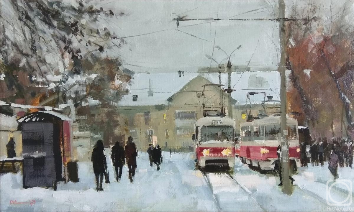 Silantyev Vadim. Early in the morning at the tram stop