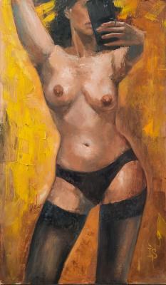 Selfie in stockings (Body Art). Sergeyeva Irina