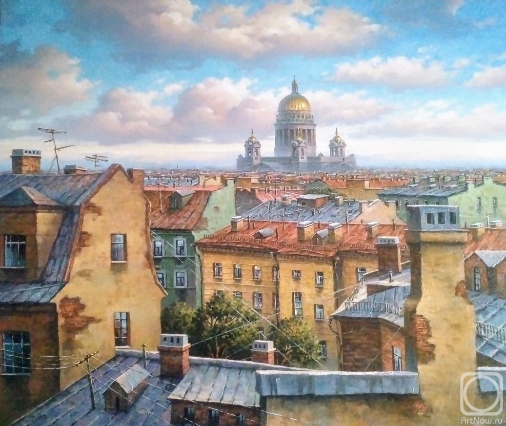 Gafiatullin Marat. St. Petersburg roofs. View of St. Isaac's Cathedral