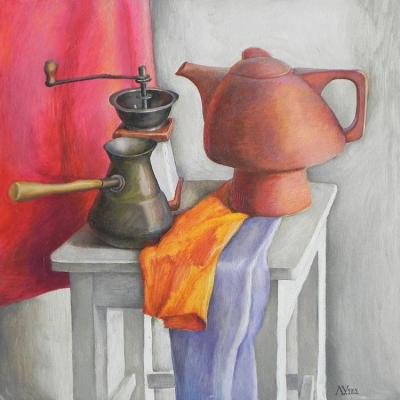 Still life with a teapot (Still Life With A Coffee Grinder). Uhova Lidiya