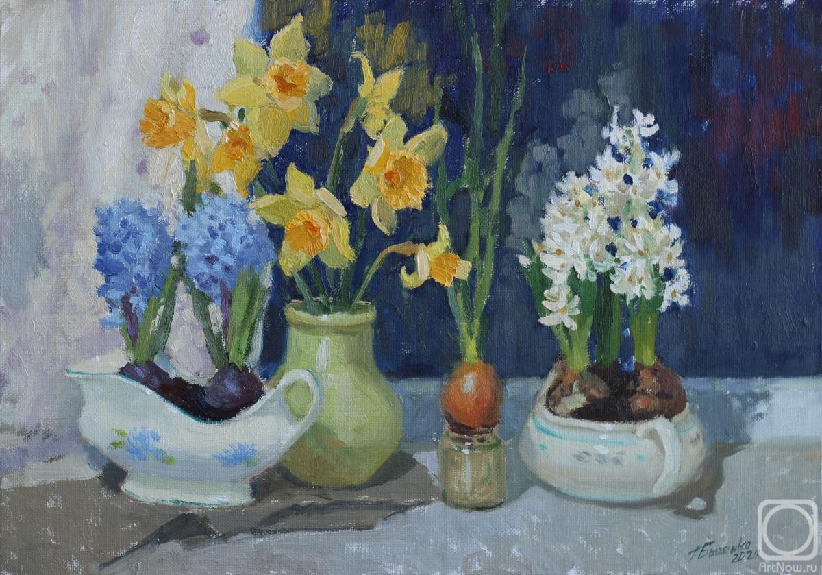 Bychenko Lyubov. Flowers on the window