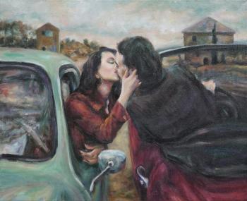 A kiss on the road