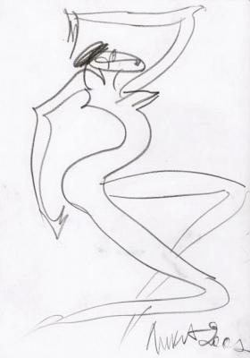 Nude in a hat (Female Silhouette Line Dynamics). Volchek Lika