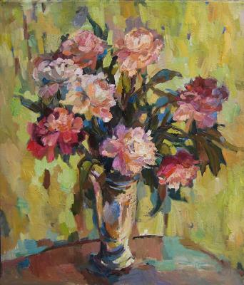 Peonies in a glass vase
