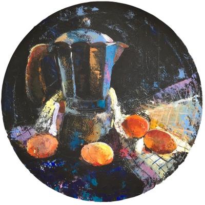 Still life with a coffee pot (Still Life In A Circle). Zenchanka Hanna