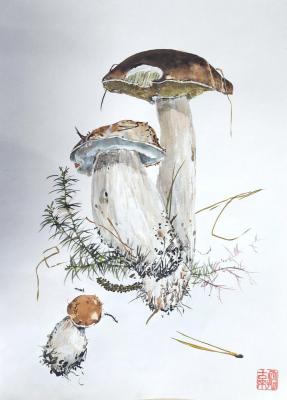 Birch mushrooms (Mushroom Painting). Mishukov Nikolay