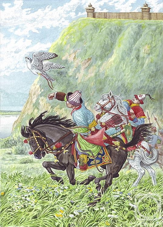 Fomin Nikolay. Seid-Khan and Uraz-Muhammed hunting at the Tobolsk fortress