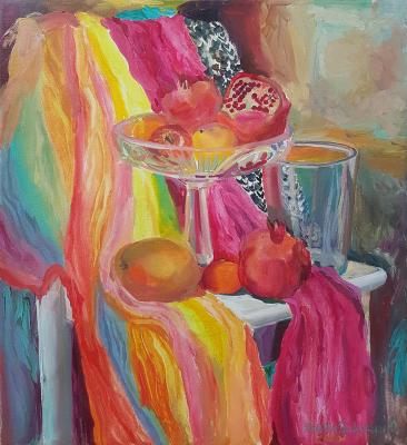 Still life with mango and pomegranates (Fruits And Pomegranates). Petrovskaya-Petovraji Olga