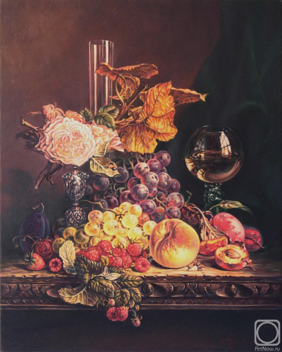 Bezridnyy Aleksey. Still life with fruit and glases