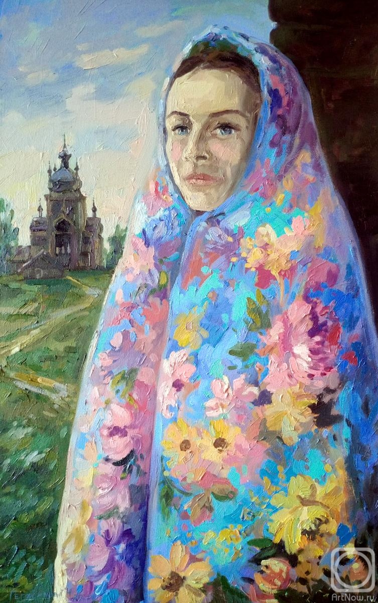 Gerasimova Natalia. Self-portrait in Pavlovo Posad shawl