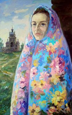 Self-portrait in Pavlovo Posad shawl. Gerasimova Natalia