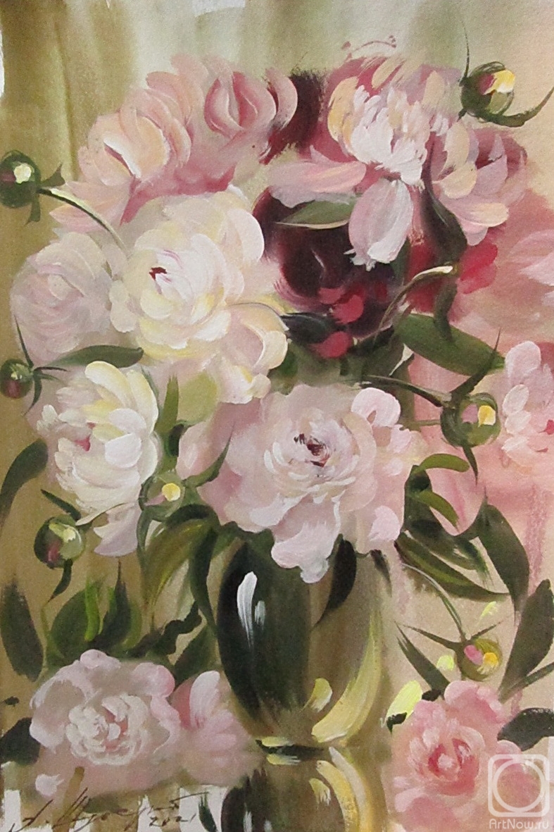 Schubert Albina. Bouquet with peonies
