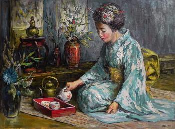 Geisha pouring tea. Shegol George