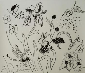 Irises and dragonflies. Krasovskaya Tatyana