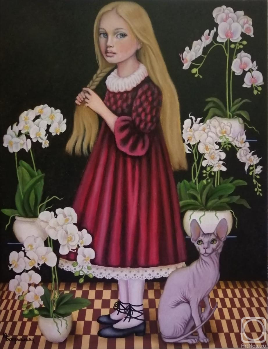 Bobrisheva Julia. Girl. Cat. Orchids