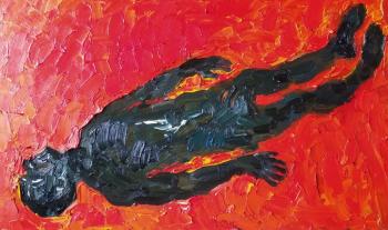 Black dead on a red background. Yaguzhinskaya Anna