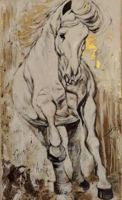 White horse (Paintings Of Animals). Zorina Irina