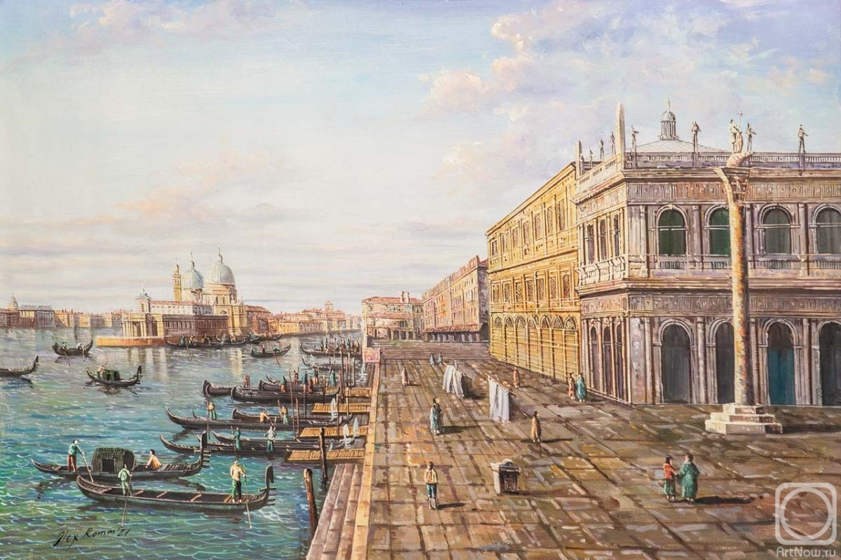 Romm Alexandr. Free copy of the painting by M. Marieschi. View of the pier in front of the Palazzo della Zekka