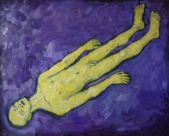 Lemon dead on a purple background. Yaguzhinskaya Anna