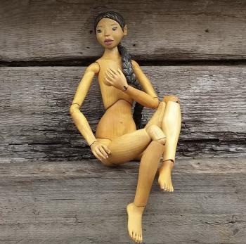 Ball-jointed doll made of wood "Naryana"