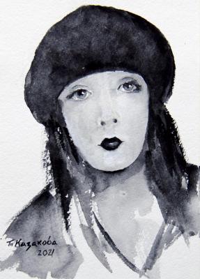 Black beret. Series "Silent Film Actresses". Kazakova Tatyana