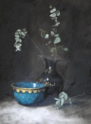 Still life with a blue bowl. Soloviev Leonid