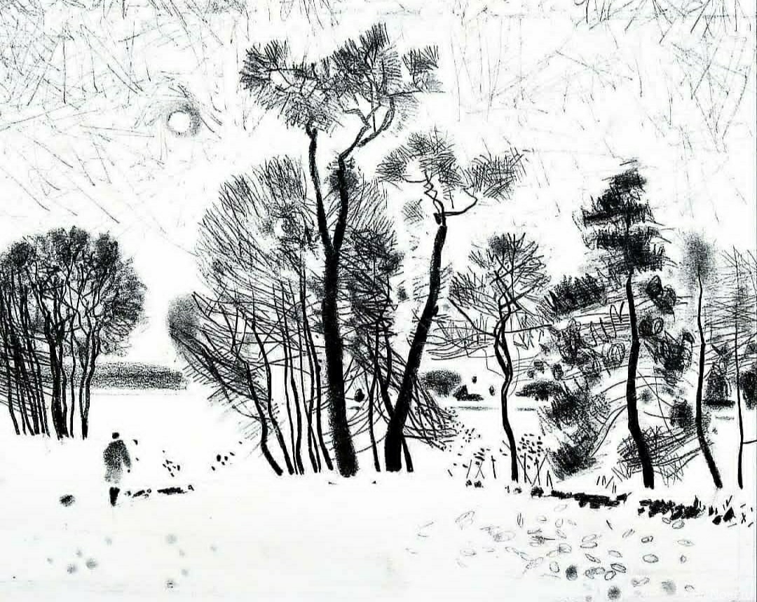 Isaev Gennadiy. Drawing of winter trees