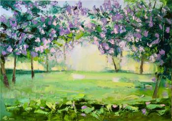Lilac park after the rain (Lilac Palette Knife). Stolyarov Vadim